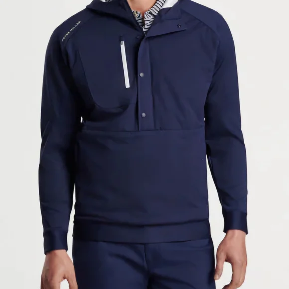 Peter Millar Blue Windbreaker Hoodie With Sleek Design. - Picture 6 of 12